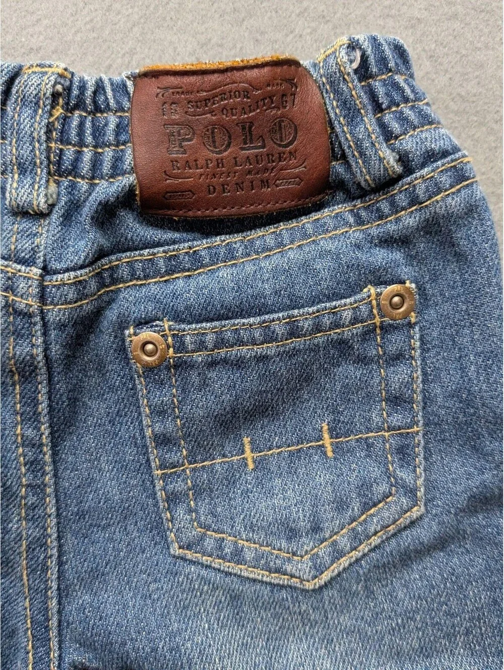 Polo Ralph Lauren Jeans Boys 3-6 Months Blue Denim Elastic Waist Snap Ankle